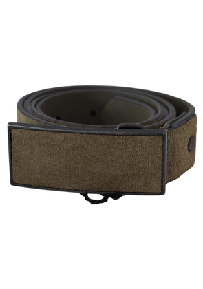 Costume National Green Leather Velvet Buckle Waist Army Belt - 100 cm / 40 Inches
