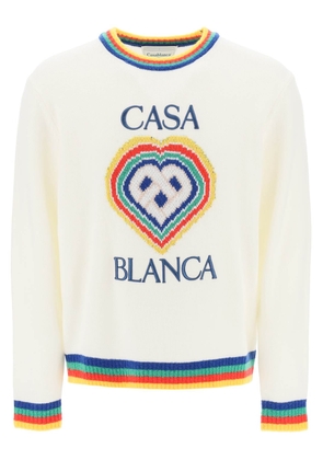 Casablanca rainbow heart virgin wool sweater - L Bianco