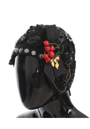 Dolce & Gabbana  Black Crystal Gold Cherries Brooch Hat