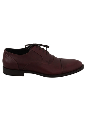 Dolce & Gabbana  Red Bordeaux Leather Derby Formal Shoes - EU40/US7