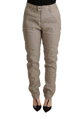 CYCLE Beige Mid Waist Casual Baggy Stretch Trouser - W26