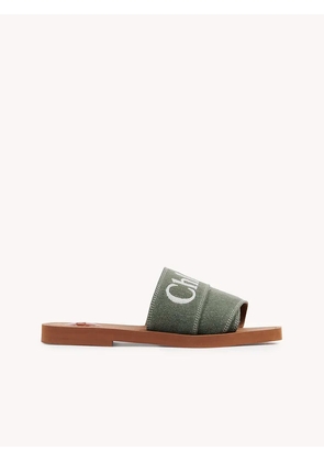Chloé Forest Green Cotton Slides Woody Sandals - EU36/US6