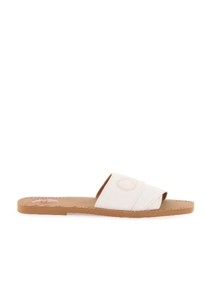Chloé White Cotton Slides Woody Sandals - EU36/US6