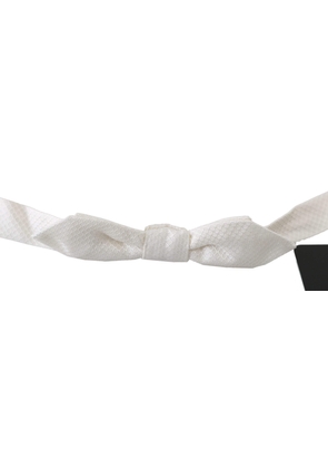 Dolce & Gabbana  White 100% Silk Slim Adjustable Neck Papillon Men Tie