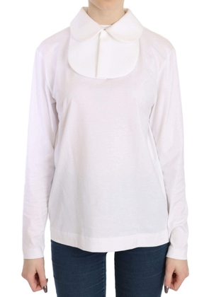 Dolce & Gabbana  White Cotton Longsleeve Collared Top Blouse - White