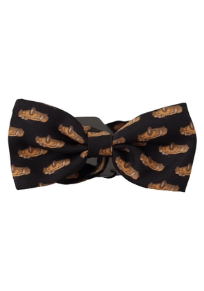Dolce & Gabbana Black Orange Car print Adjustable Neck Papillon Bow Tie
