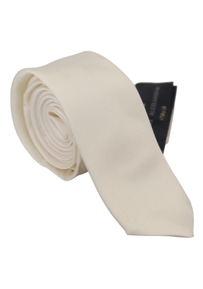 Daniele Alessandrini Off White Silk  Necktie Adjustable Accessory Tie