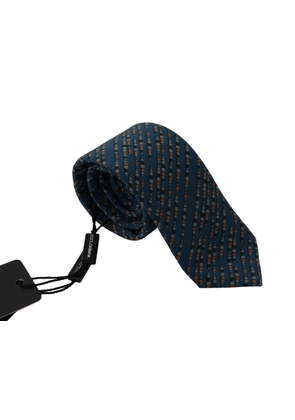 Dolce & Gabbana Blue Circle Fantasy Print Silk Adjustable Accessory Tie