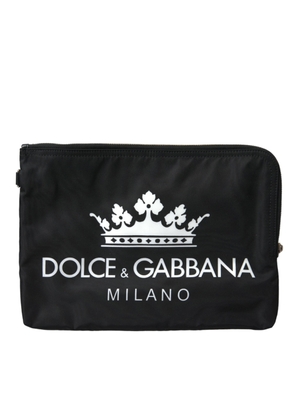 Dolce & Gabbana Black DG Milano Print Nylon Pouch Clutch Bags