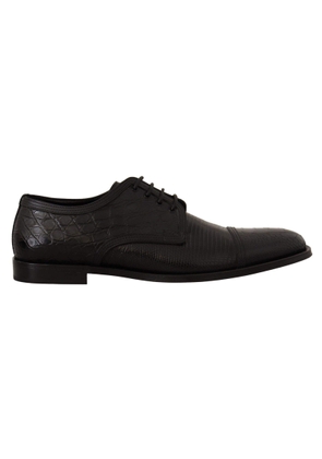 Dolce & Gabbana Black Exotic Leather Lace Up Formal Derby Shoes - EU44/US11