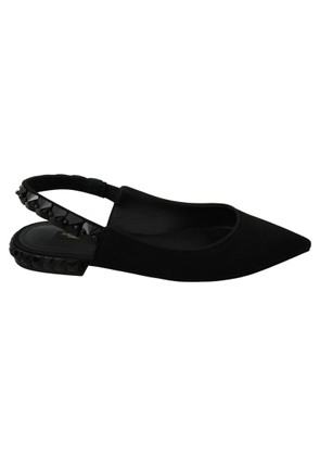 Dolce & Gabbana Black Flats Slingback Charmeuse Shoes - EU36/US5.5