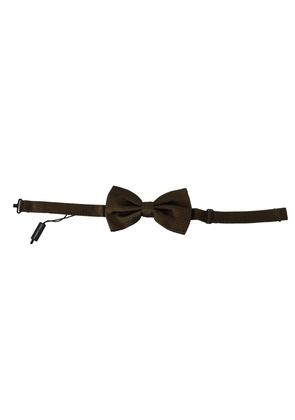 Dolce & Gabbana  Brown Polka Dots Silk Adjustable Neck Papillon Men Bow Tie