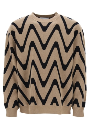 Closed geometric jacquad sweater - M Beige