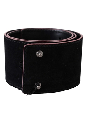 Costume National Black Leather Wide Waist Studded Women Belt - 85 cm / 34 Inches