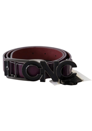 Costume National Brown Leather Large Logo Letter Buckle Belt - 85 cm / 34 Inches