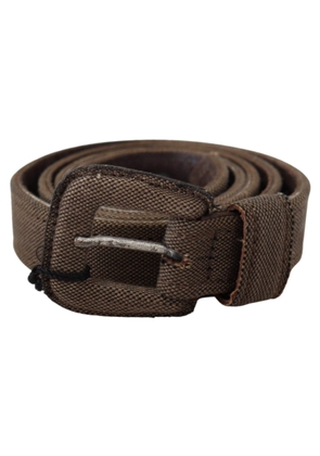 Costume National Brown Leather Logo Buckle Waist Belt - 100 cm / 40 Inches