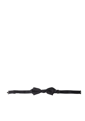 Dolce & Gabbana Black Solid Silk Adjustable Neck Papillon Bow Tie