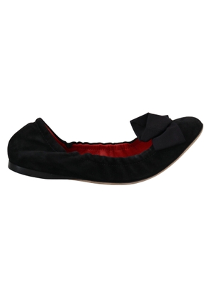 Dolce & Gabbana Black Suede Flat Slip On Ballet Shoes - EU37/US6.5