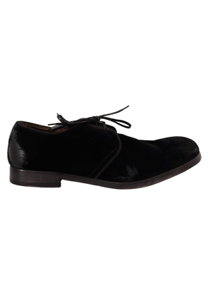 Dolce & Gabbana Black Velvet Lace Up Aged Style Derby Shoes - EU42/US9