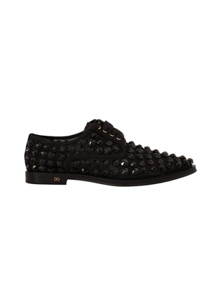 Dolce & Gabbana Black Lace Up Studded Formal Flats Shoes - EU39/US8.5