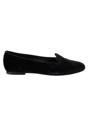 Dolce & Gabbana Black Velvet Slip Ons Loafers Flats Shoes - EU35/US4.5