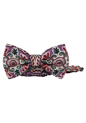 Dolce & Gabbana Multicolor Pattern 100% Silk Neck Papillon Bow Tie