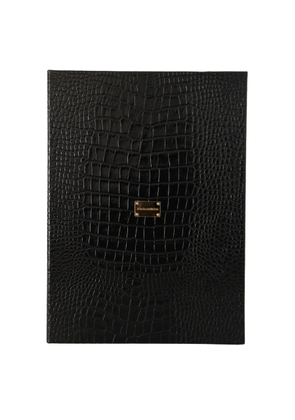Dolce & Gabbana Black Leather Booklet Decor Mens Case Catalogue Folding Book