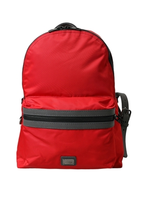 Dolce & Gabbana Red Nylon Leather DG Logo School Backpack Bag