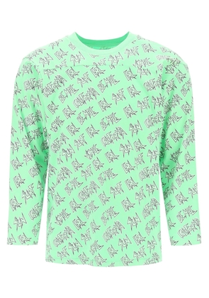 Erl 'waffle' long sleeved t-shirt with all-over print - L Verde