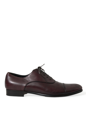Dolce & Gabbana Bordeaux Leather Men Formal Derby Dress Shoes - EU44/US11