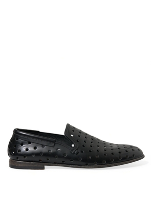 Dolce & Gabbana Black Leather Perforated Loafers Shoes - EU43/US10