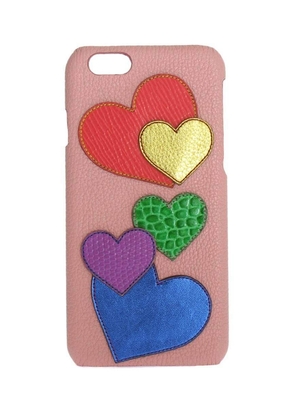 Dolce & Gabbana  Pink Leather Heart Phone Cover
