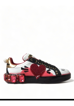 Dolce & Gabbana White Red Crystals Portofino Sneakers Women Shoes - EU36.5/US6