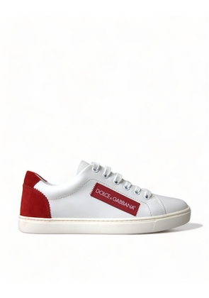 Dolce & Gabbana White Red Leather Low Top Sneakers Shoes - EU36/US5.5