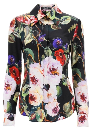 Dolce & gabbana rose garden shirt in satin - 40 Multicolor
