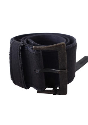 Ermanno Scervino Black Leather Wide Buckle Waist Luxury Belt - 70 cm / 28 Inches