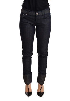 Ermanno Scervino Blue Skinny Folded Hem Denim Trouser Cotton Jeans - W26