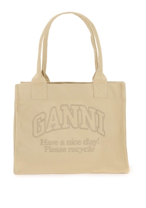 Ganni tote bag with embroidery - OS Beige