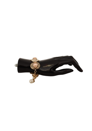 Dolce & Gabbana Gold Brass Chain Champagne Crystal Statet Charms Bracelet