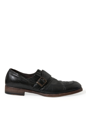 Dolce & Gabbana Black Leather Strap Mocassin Dress Shoes - EU43.5/US10.5