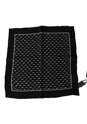 Dolce & Gabbana Scarf Black Seahorse Print Silk Handkerchief
