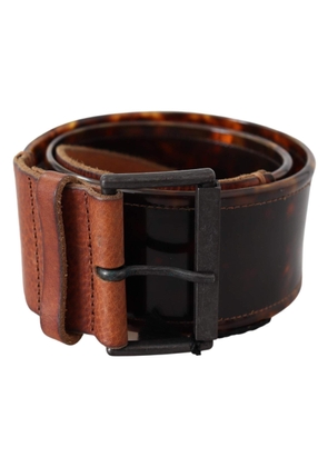 Ermanno Scervino Dark Brown Leather Wide Buckle Belt - 75 cm / 30 Inches