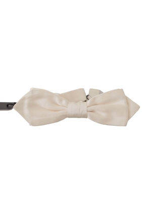 Dolce & Gabbana White Solid Silk Adjustable Neck Papillon Tie