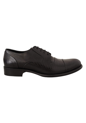 Dolce & Gabbana Black Lizard Leather Derby Dress Shoes - EU42/US9