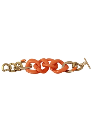 Ermanno Scervino Gold Orange Chain Wide Brass Plastic Bracelet