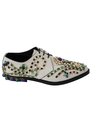 Dolce & Gabbana White Suede Crystal Dress Broque Shoes - EU41/US10.5