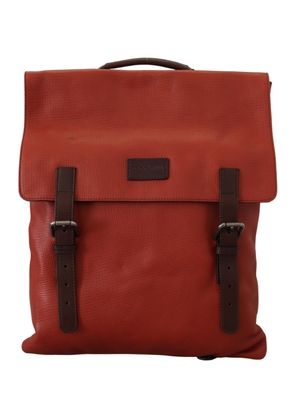 Dolce & Gabbana Orange Leather Logo Plaque Men Backpack Bag