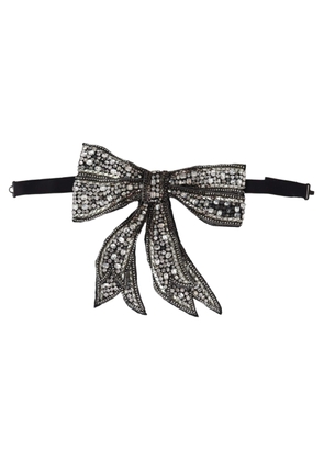 Dolce & Gabbana Silver Crystal Beaded Sequined Catwalk Necklace Bowtie