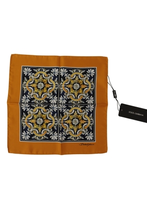 Dolce & Gabbana Orange Majolica Pattern Square Handkerchief Scarf