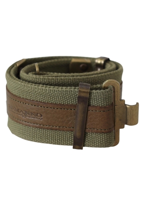 Ermanno Scervino Green Leather Rustic Bronze Buckle Army Belt - 80 cm / 32 Inches